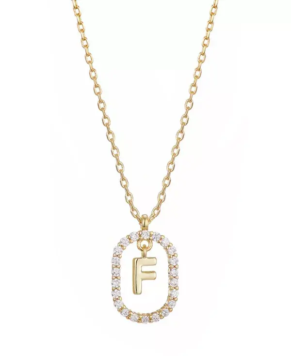

Ожерелье с плавающей буквой из позолоченного кубического циркония Adornia, gold-f