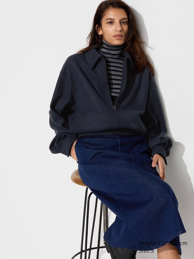 

Женская ультраэластичная юбка миди из денима Uniqlo, цвет 69 синий