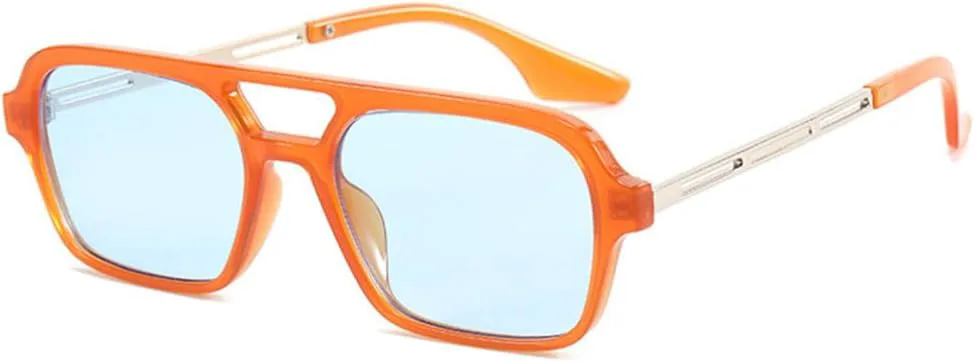 

2027 Маленькие квадратные солнцезащитные очки в оправе, модные женские солнцезащитные очки в винтажном стиле с ажурным леопардовым принтом, синие MTZJH, Orange Blue