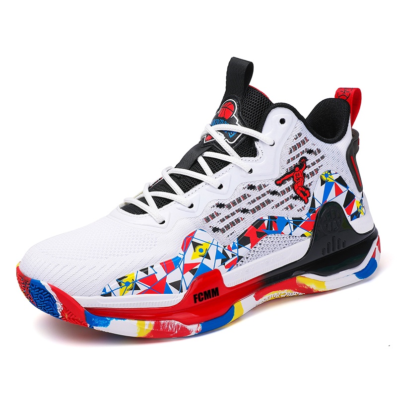 

Противоскользящие и дышащие детские баскетбольные кроссовки для подростков FCMM, белый/красный