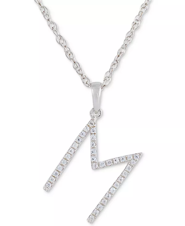 

Ожерелье с бриллиантом (1/10 карата) в форме инициала из 10-каратного белого золота, 16 дюймов + 2 дюйма удлинителя Macy'S, m