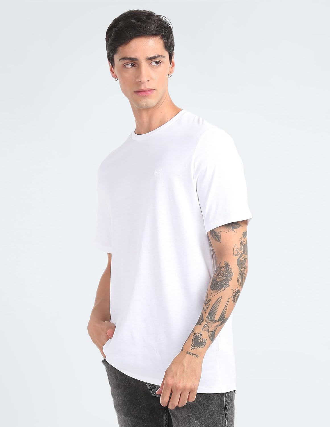Мужская футболка Calvin Klein из гладкого хлопка с круглым вырезом, Brilliant White — фото 4