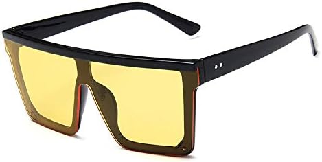 

Женские классические квадратные солнцезащитные очки с плоской верхней частью, фиолетовое зеркальное покрытие, защита от ультрафиолета UV400 (2026 год) MTZJH, Clear Yellow