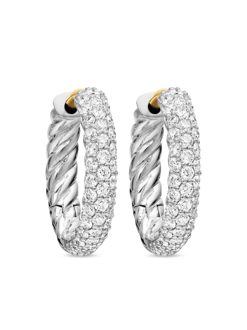 

Серебряные серьги-кольца Petite Pav Huggie с бриллиантами (14 мм) David Yurman, серебряный