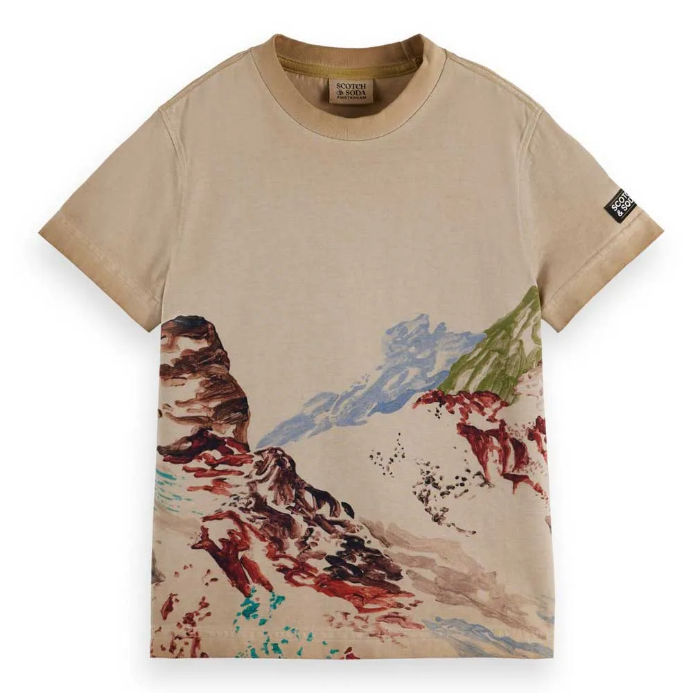 

Футболка с коротким рукавом Scotch & Soda Relaxed Fit Placed Artwork, бежевый