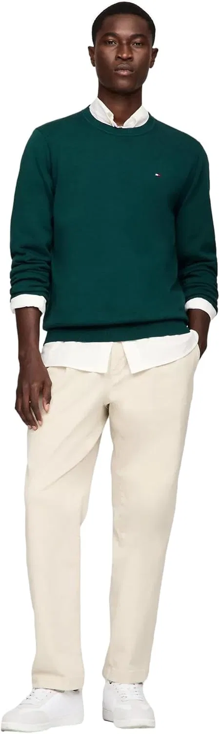 TOMMY HILFIGER / Мужской пуловер / PIMA ORG CTN CASHMERE с круглым вырезом, зеленый — фото 2