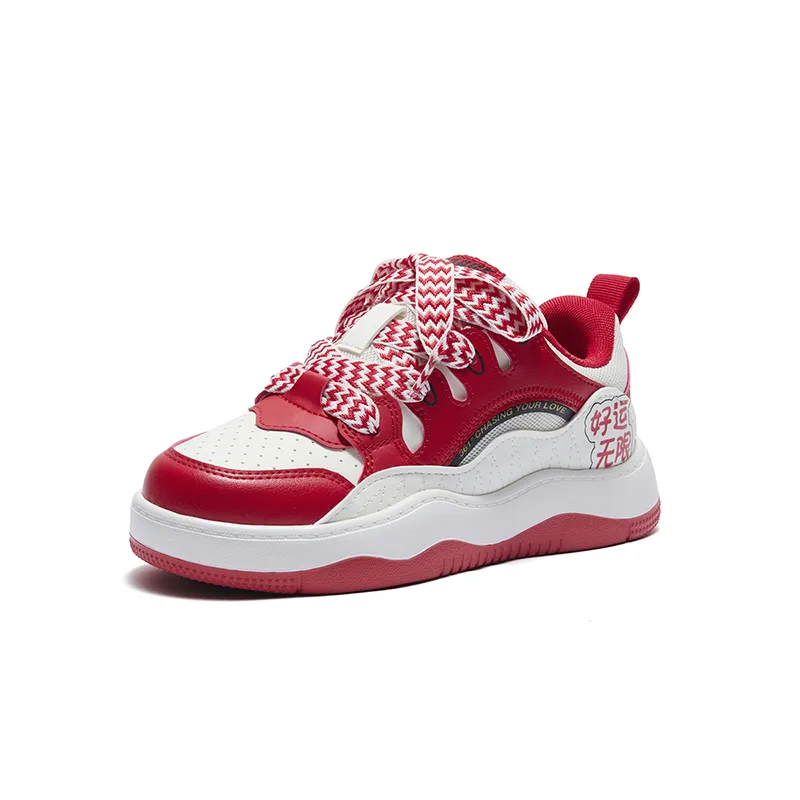 361°KIDS Детские скейтерские кроссовки low top из искусственной кожи и текстиля, устойчивые к скольжению и истиранию, бело-красные — фото 4