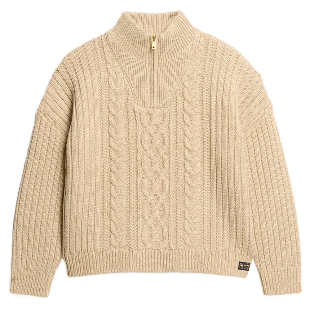 

Свитер Superdry Cable half zip, бежевый