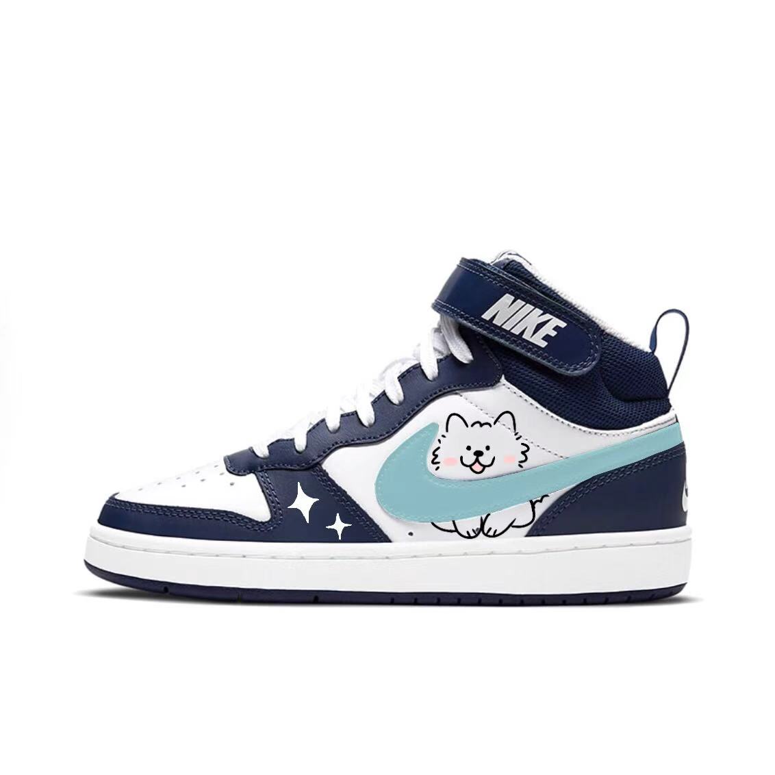 

Nike Кроссовки для скейтбординга Court Borough Fresh Samus Abrasion Resistant High top Kids' Navy Blue