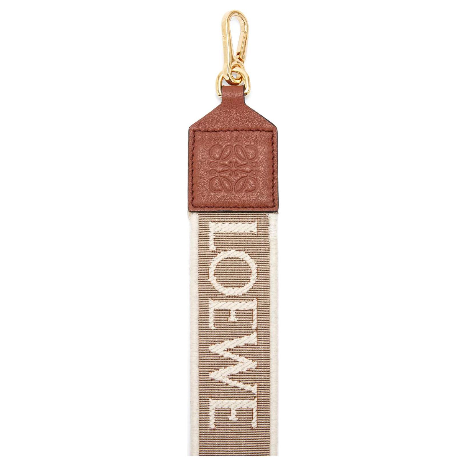 LOEWE Женский ремень для сумки из жаккардовой ткани с кожаной лямкой натуральный бежевый — фото 2