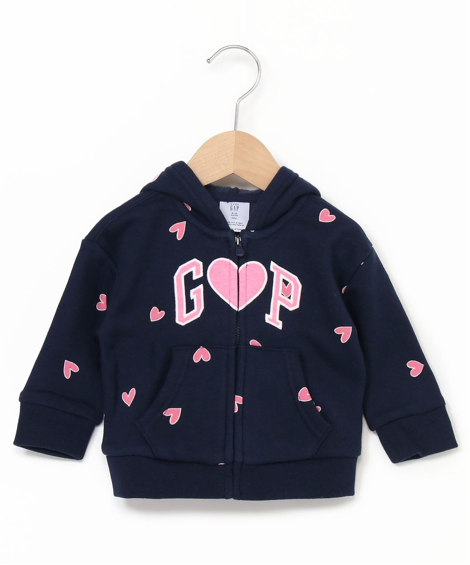 (K)babyGap Свободный крой, худи на молнии с логотипом GAP, NAVY_HEARTS — фото 3