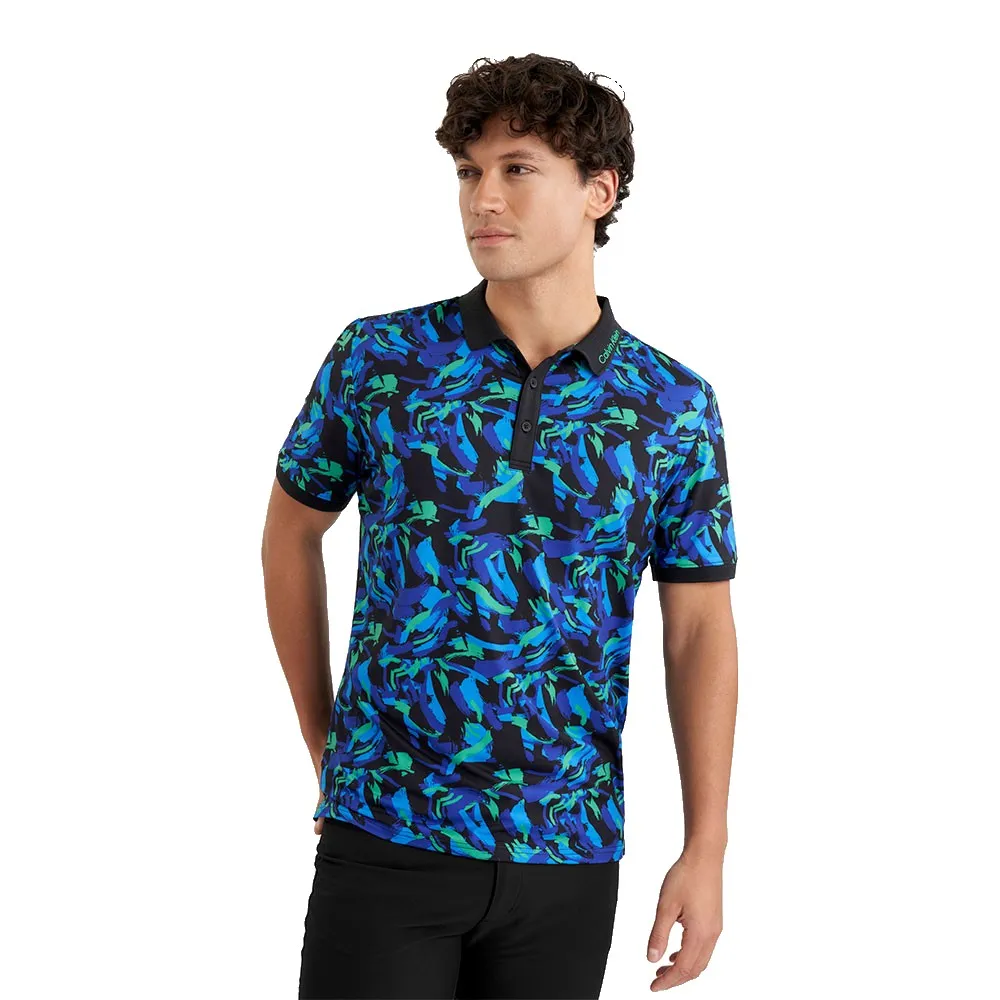 

Поло с коротким рукавом Calvin Klein Golf Brushstroke Print, синий