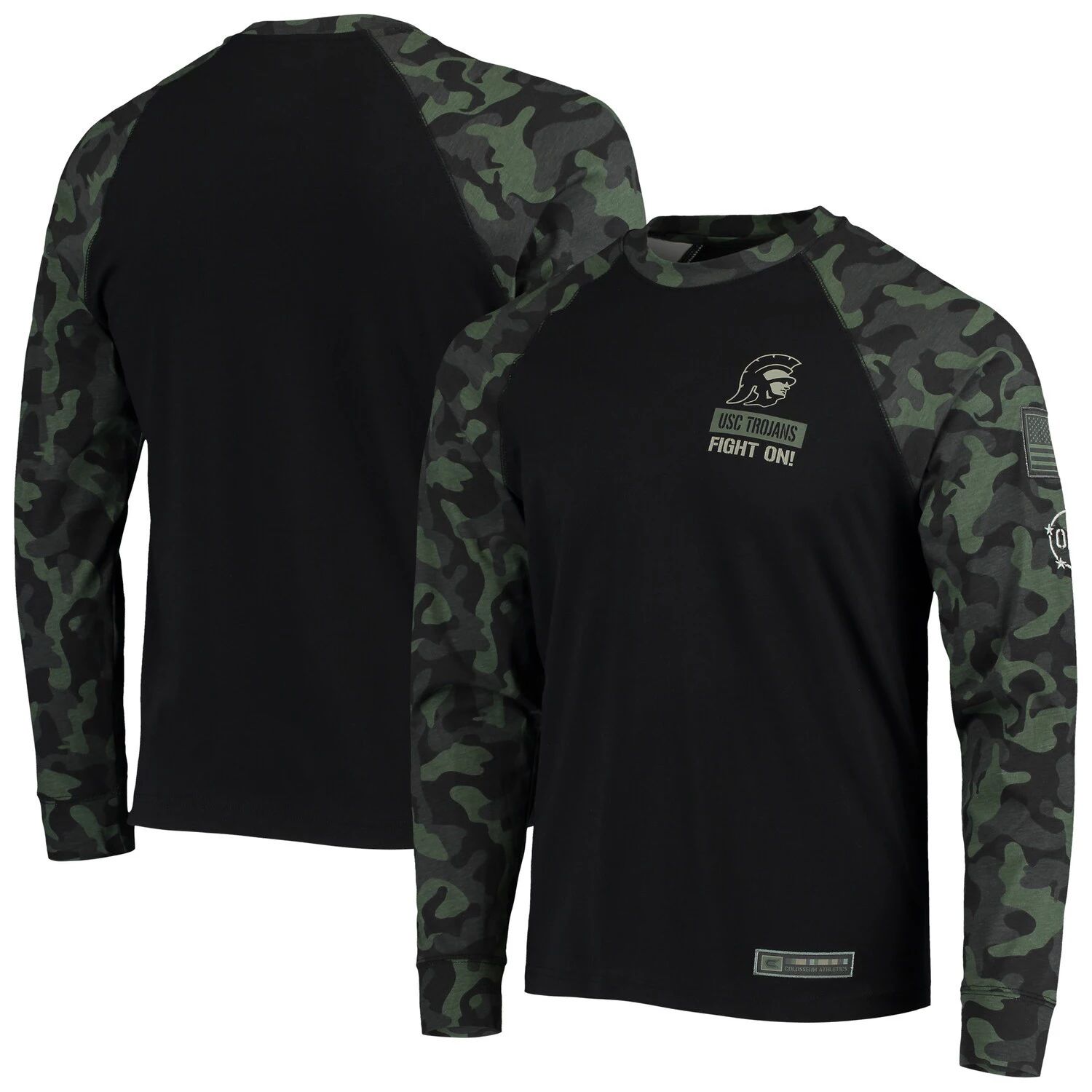 

Мужская черная футболка USC Trojans OHT Military Appreciation Camo Raglan с длинным рукавом Colosseum, Черный, Мужская черная футболка USC Trojans OHT Military Appreciation Camo Raglan с длинным рукавом Colosseum