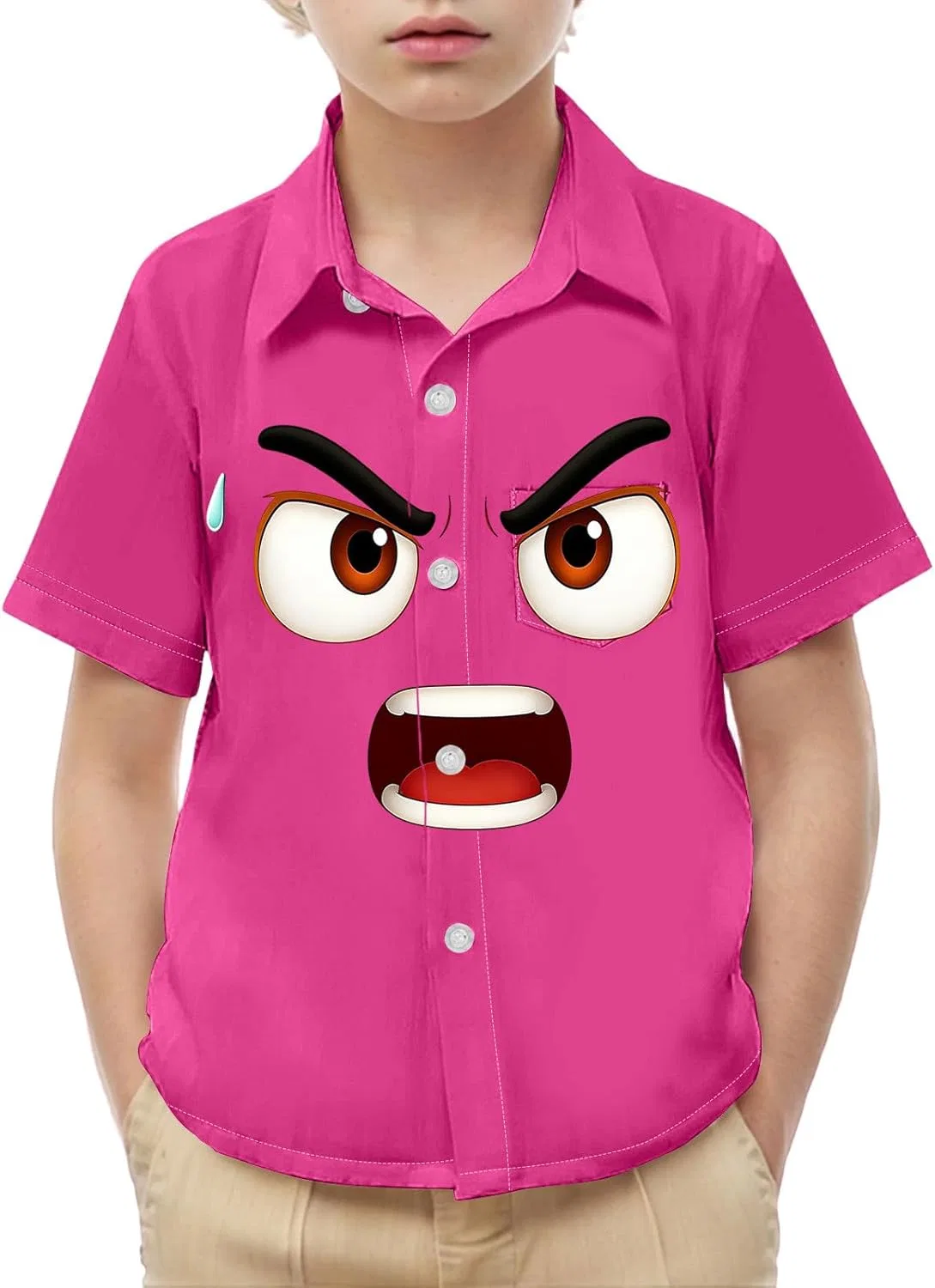 Детская рубашка с коротким рукавом Zzalalana с забавным лицом, Hot Pink