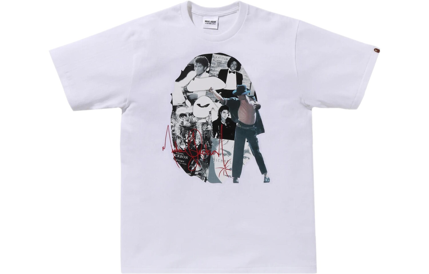 Футболка с изображением обложки альбома BAPE X Michael Jackson Ape Head A Bathing Ape, белый — фото 3