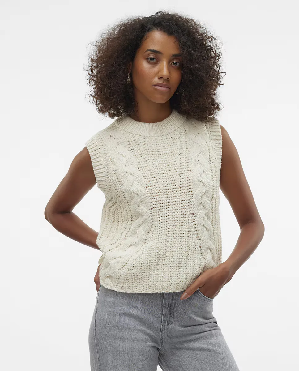 

Шерстяной женский вязаный жилет Vero Moda, белый