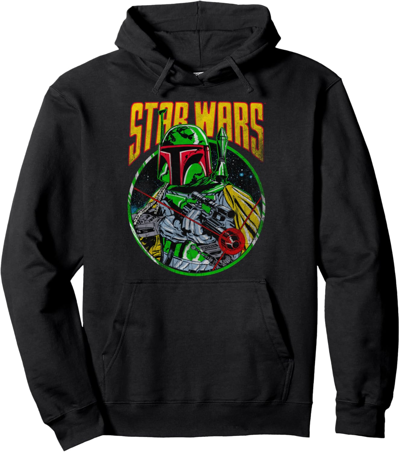 

Классическая толстовка Star Wars с бластером Боба Фетта, черная, Черный, Классическая толстовка Star Wars с бластером Боба Фетта, черная