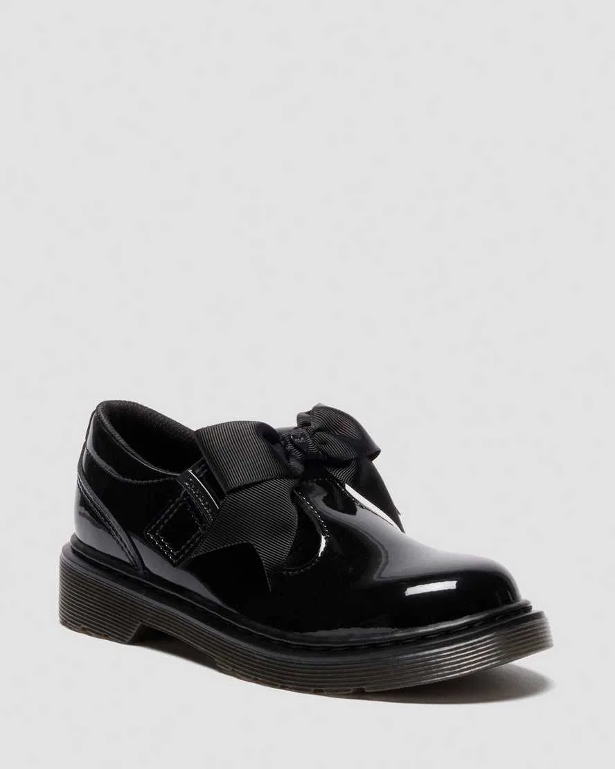Туфли Dr Martens Polley II Junior с бантом, лакированная кожа, черный