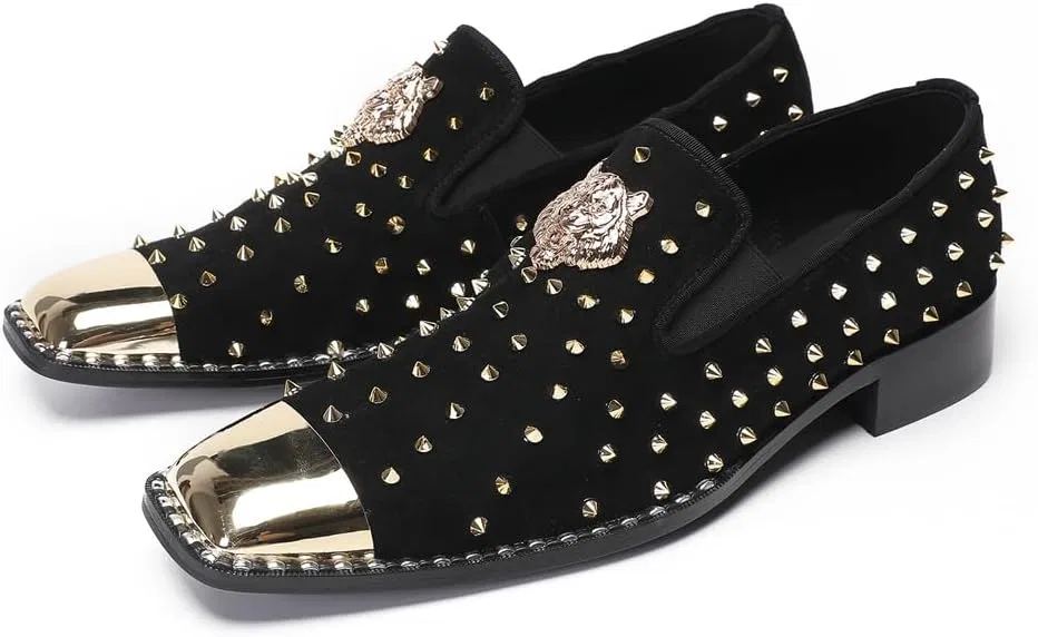 Лоферы с шипами, замшевые, модель Penny Loafers, черный Dacnakby