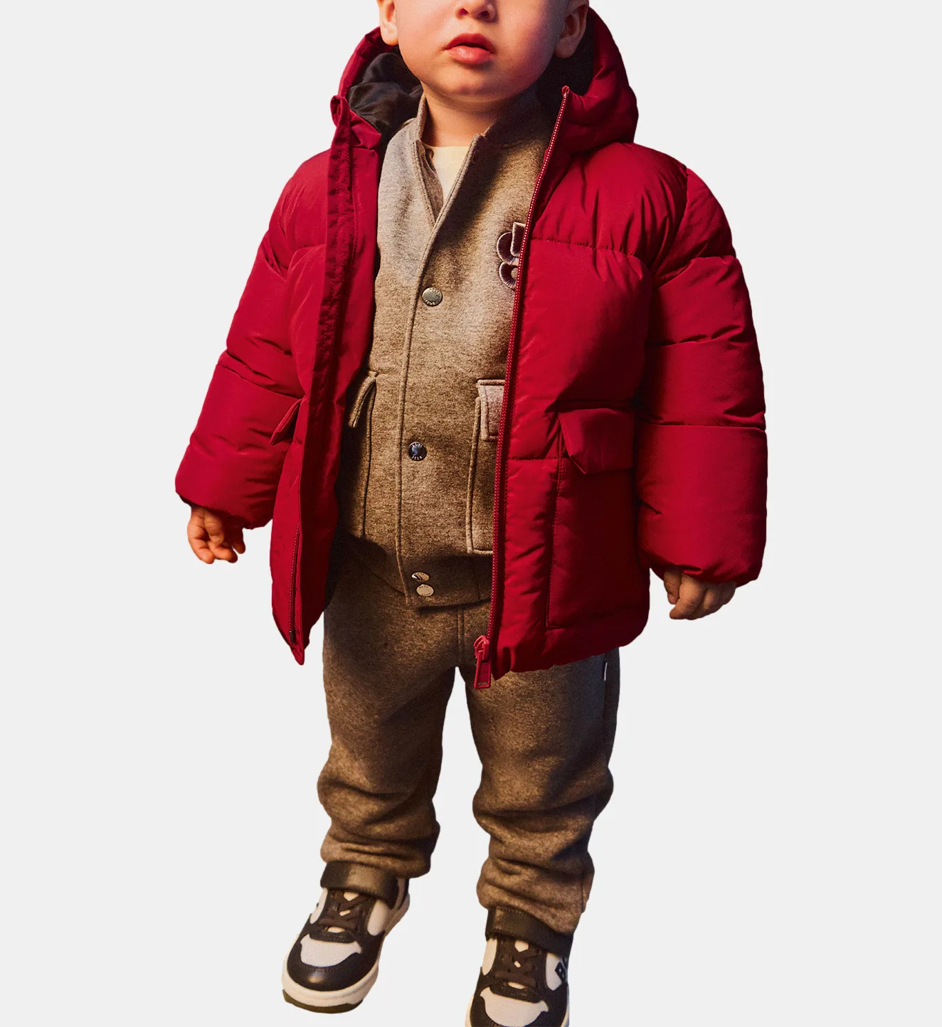 Пуховик с капюшоном BOSS Kidswear, красный