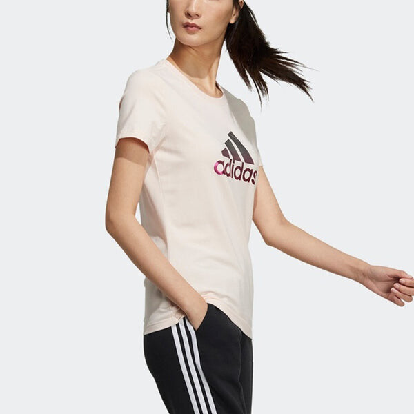 Футболка (WMNS) Adidas Fi Tee Foil Casual Sports Round Neck Short Sleeve Pink Tin T-Shirt, розовый — фото 4