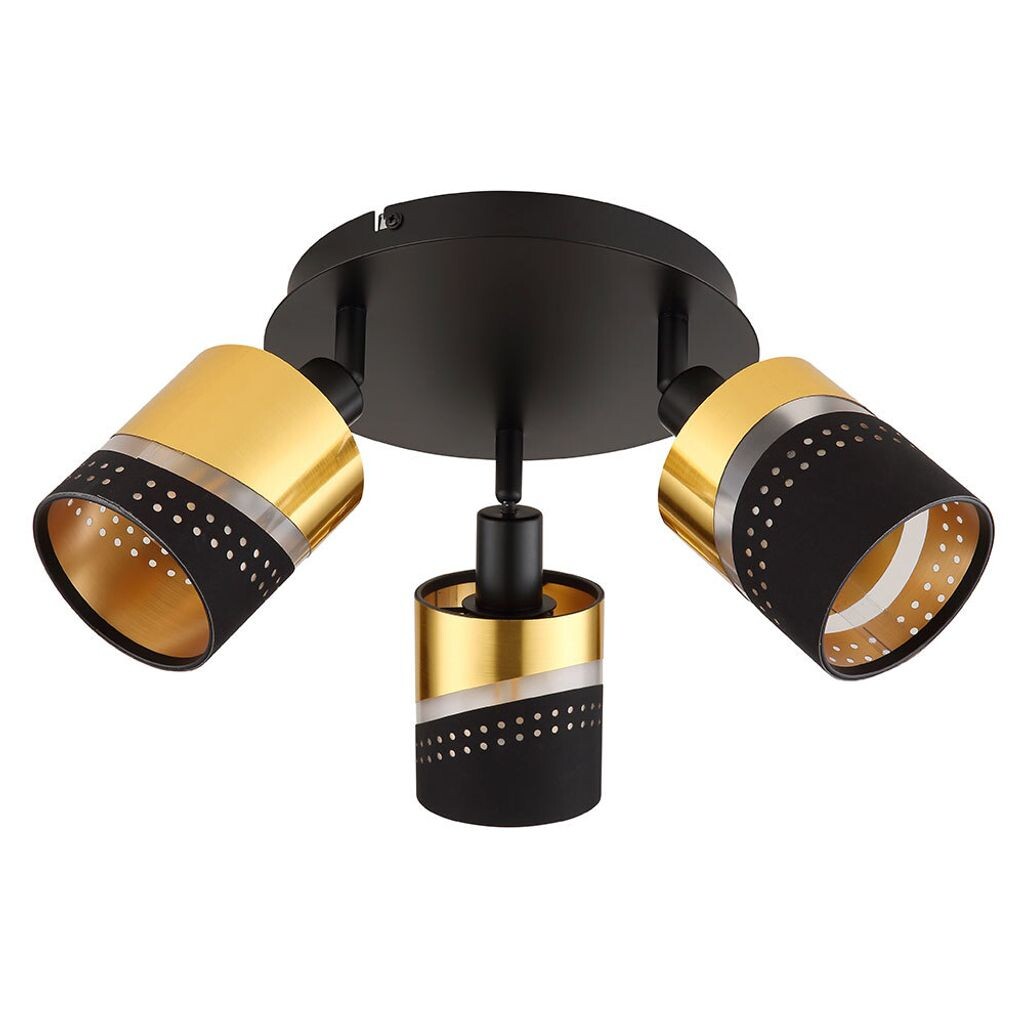

Потолочный светильник, металл, черный матовый, золотой, D 25 см Globo Lighting