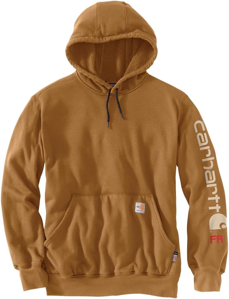 

Толстовка Carhartt Men's Flame Resistant Force Loose Fit Midweight с логотипом на рукаве, Carhartt Brown