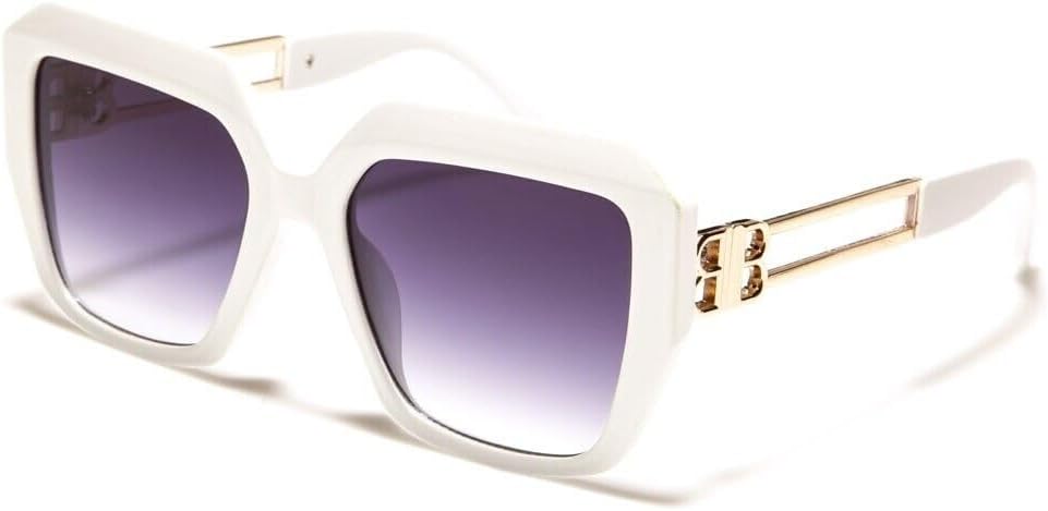 

Женские солнцезащитные очки Dweebzilla BB Oversized Classic Square Jackie O Luxury Sunglasses Shades Large Big Trendy UV400 Hybrid, White & Gold Frame - Black Gradient Lenses