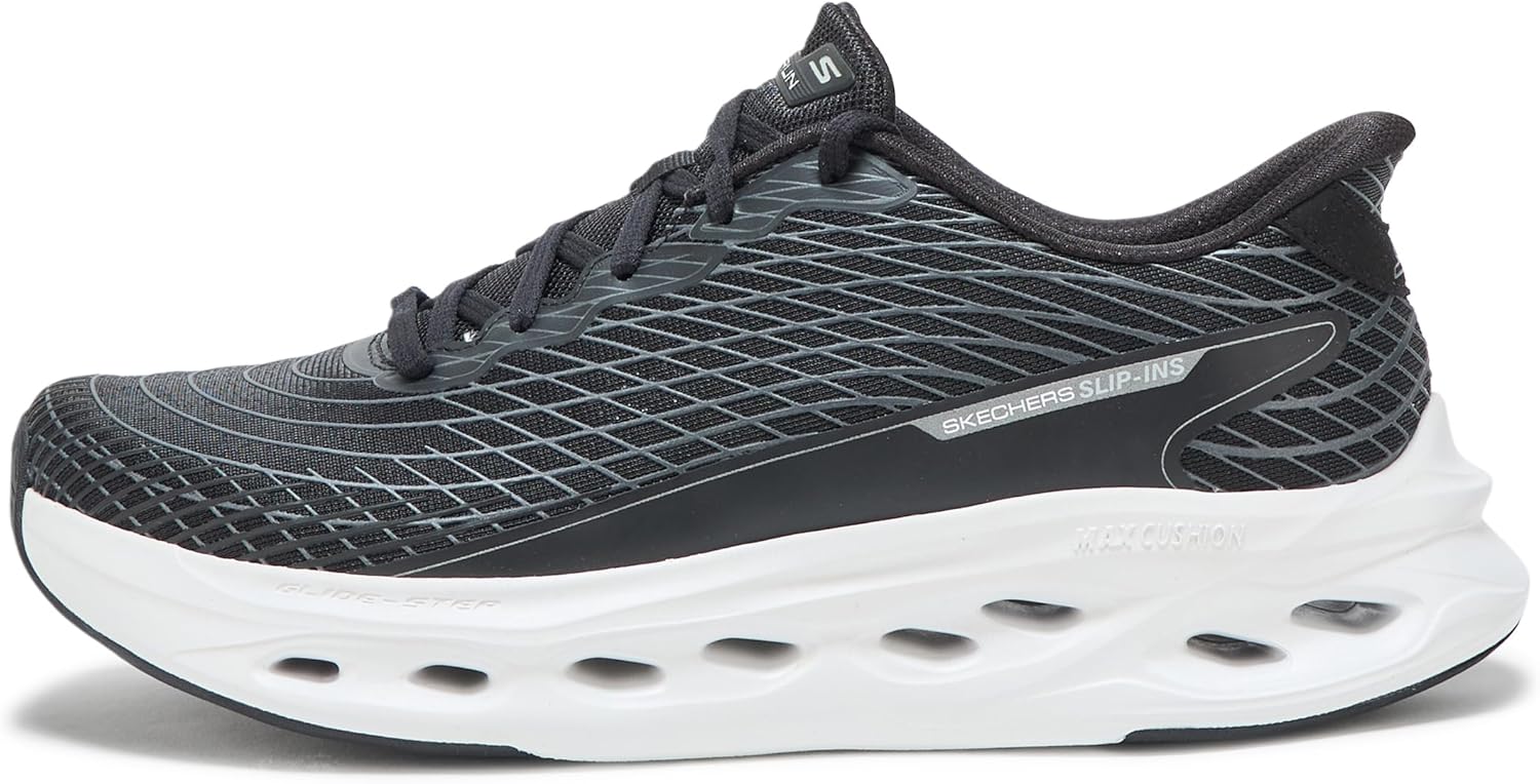 Мужские кроссовки Skechers Max Cushioning Glide Step Sapphire без шнурков, белый/черный — фото 2