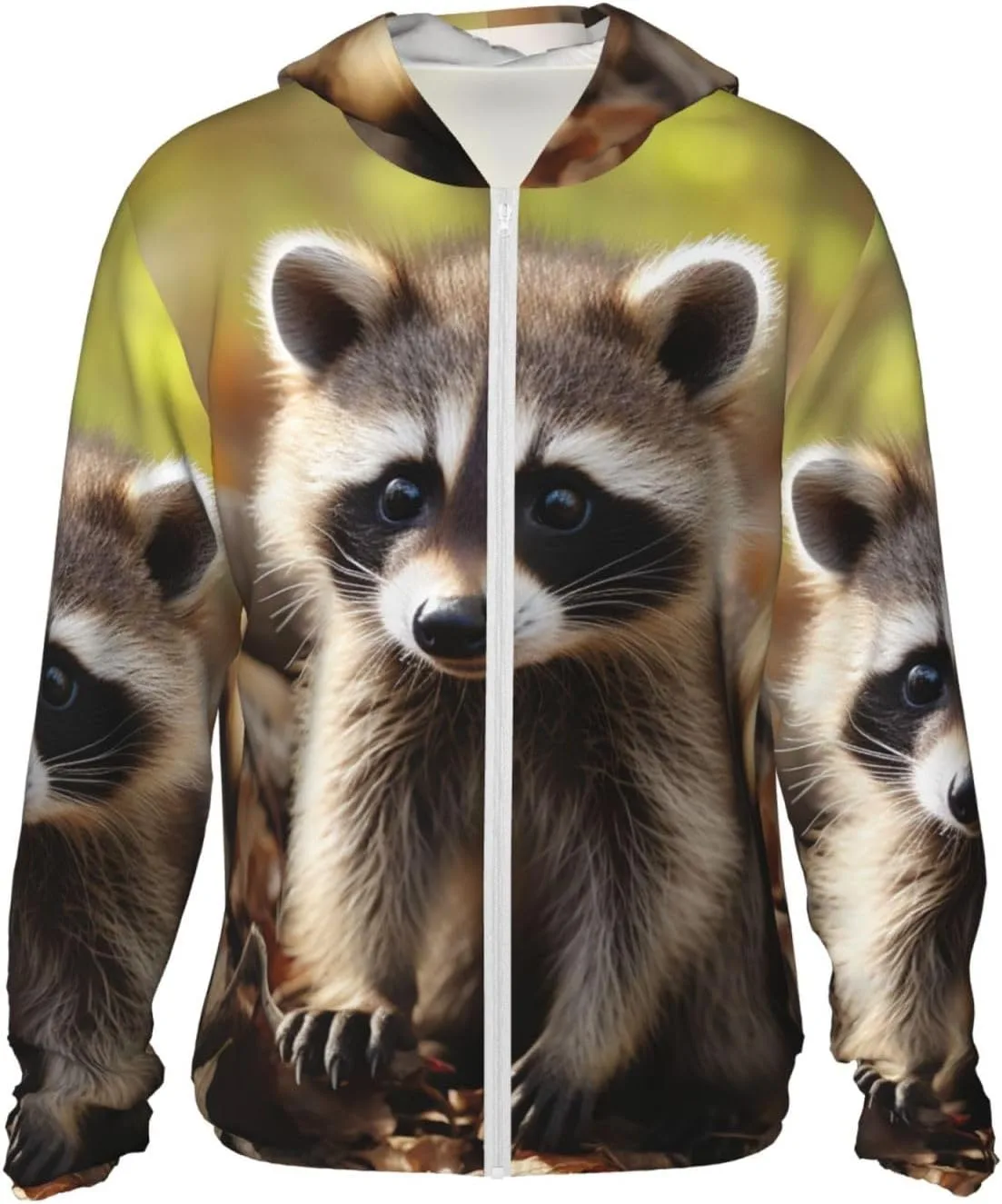 

Толстовка с капюшоном Cub Raccoon для защиты от солнца, Full Zip, UPF 50+, с карманом HJBNW