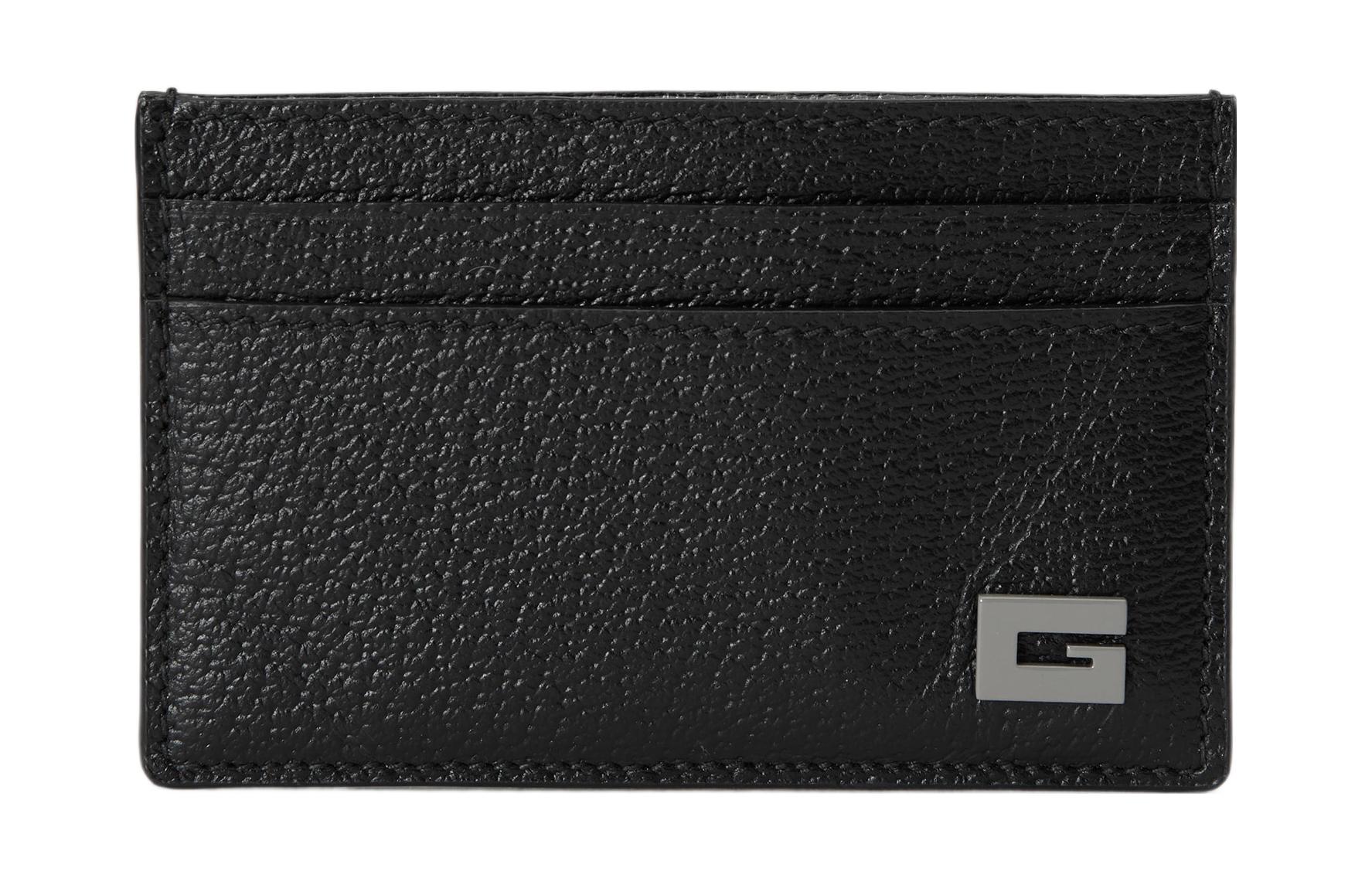 

GUCCI Кожаный держатель карт, стандартный, мужской, черный/серый