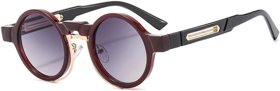 

Маленькие круглые солнцезащитные очки в стиле ретро-панк с градиентным переходом цвета и защитой от УФ-излучения UV400 для женщин и мужчин. Модные солнцезащитные очки MTZJH, Dark Red Black Gray