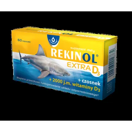 

REKINOL EXTRA D3 + чеснок для иммунитета, масло печени акулы, 60 капсул Oleofarm