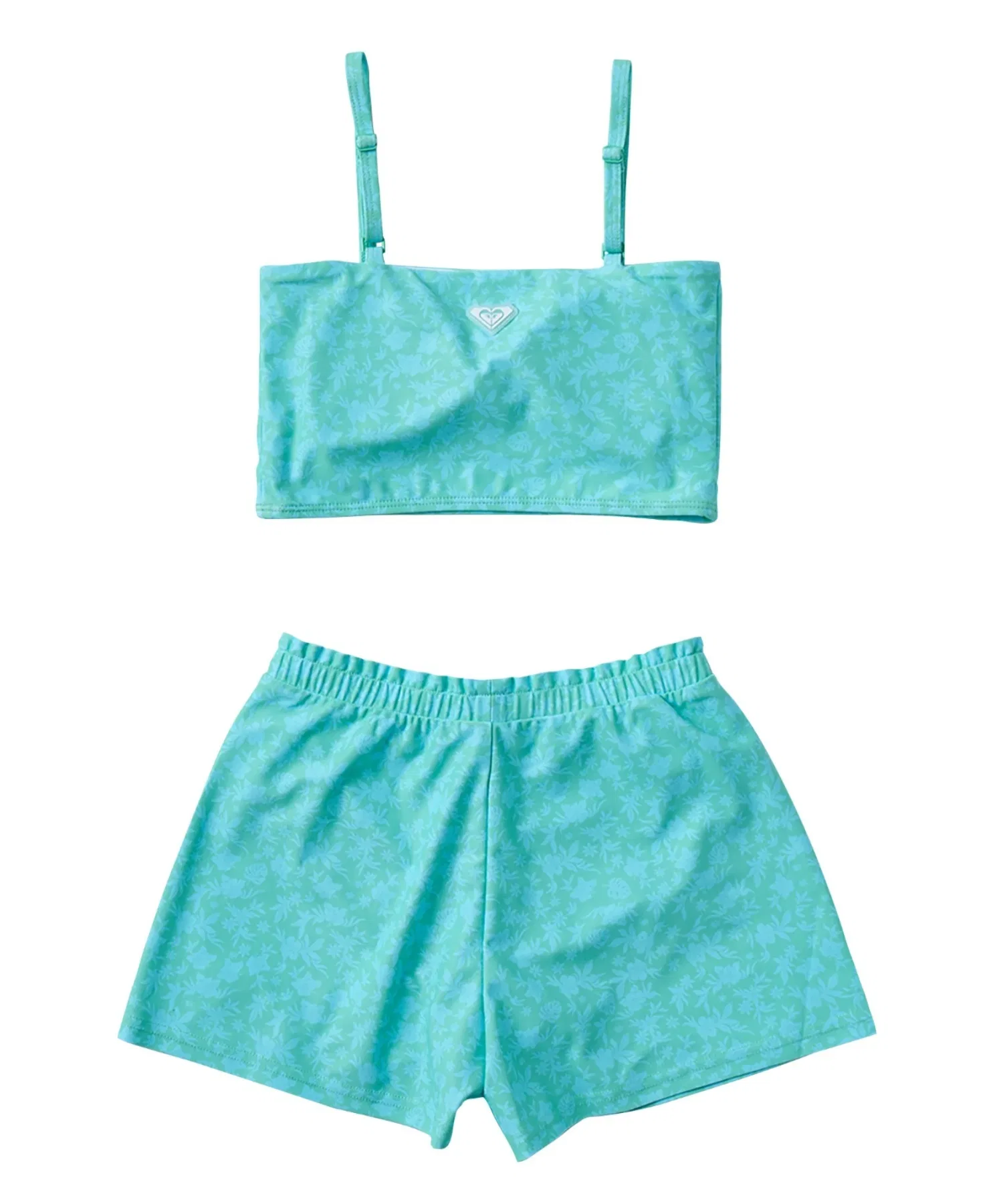Комплект из трех предметов: футболка-рашгард MINI LA VIE / Roxy Kids, топ-бандо и кюлоты с эластичным поясом. — фото 4