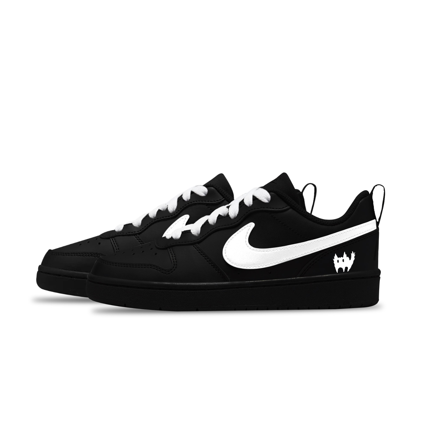 Nike Court borough white cat нескользящие устойчивые к истиранию низкие детские скейтбординг кроссовки black unisex — фото 4
