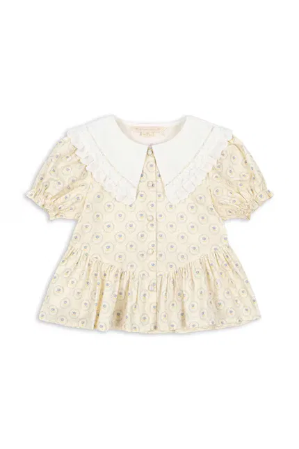 Блузка детская с воротником Coeur Collar Shirt Konges Sløjd, бежевый — фото 2