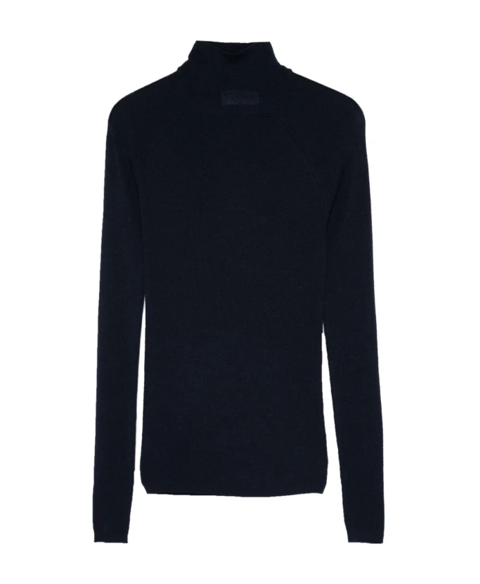 

Темно-Синий свитер с высоким воротником из мериносовой шерсти Majestic Filatures, синий