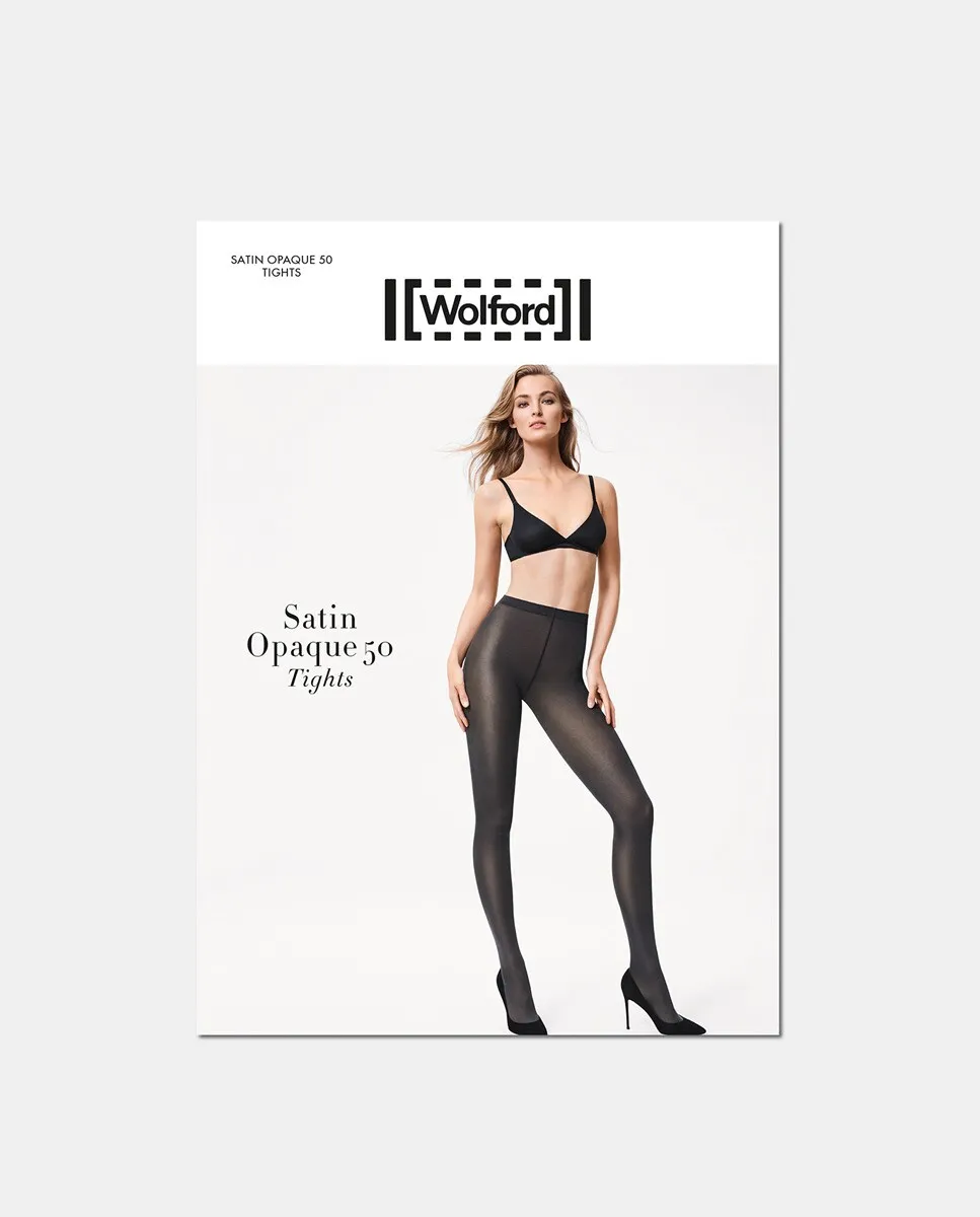 

Непрозрачные атласные колготки 50D Wolford, чёрный