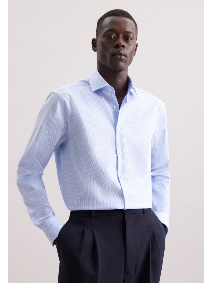 

Деловая рубашка, стандартного размера, средне-синего цвета Seidensticker