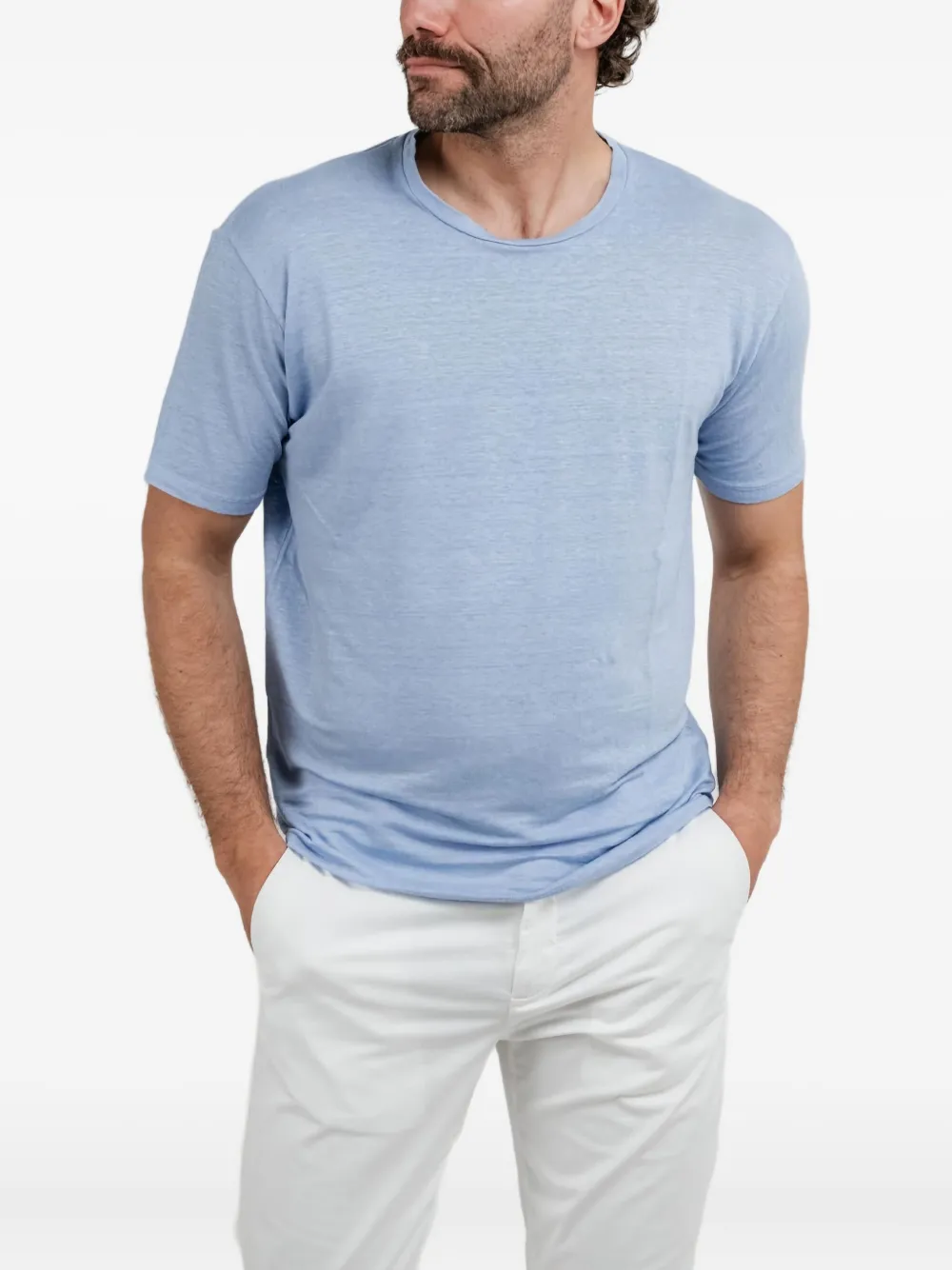 

Льняная футболка с коротким рукавом Daniele Fiesoli, синий