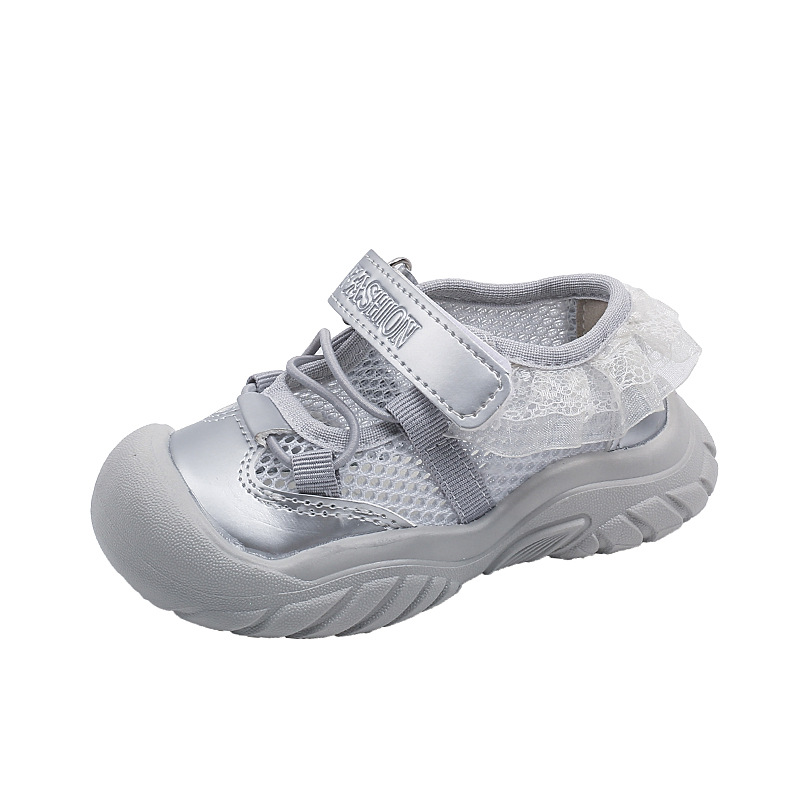 

Детские сандалии с противоскользящей амортизацией, устойчивые к истиранию, дышащие Neon, серебряный/серый