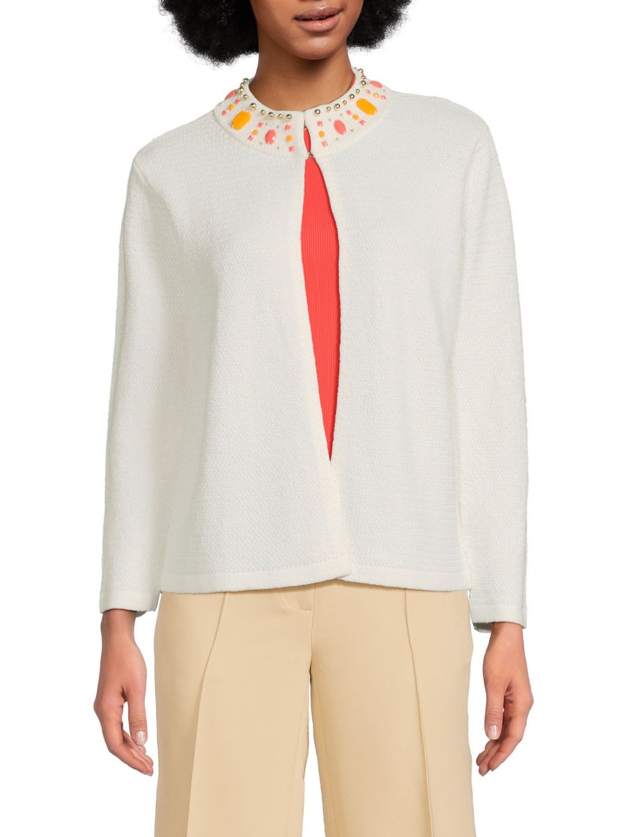 

Вязаный кардиган с декорированным воротником Karl Lagerfeld Paris, цвет Soft White Multi