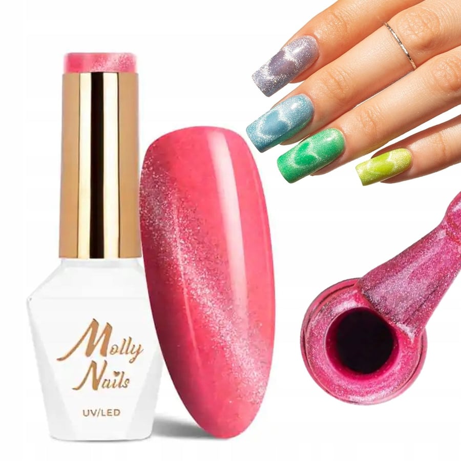 гибридный лак для ногтей Molly Nails NEON FLASH CAT EYE без гема #172 — фото 3