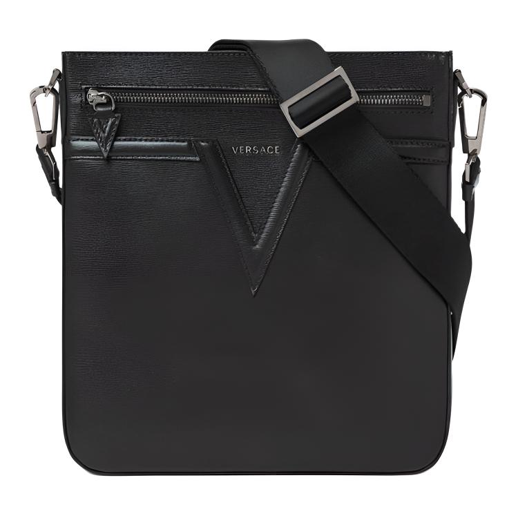 

VERSACE Кожаная сумка-мессенджер из коровьей кожи, кроссбоди, через плечо, мужская, черная