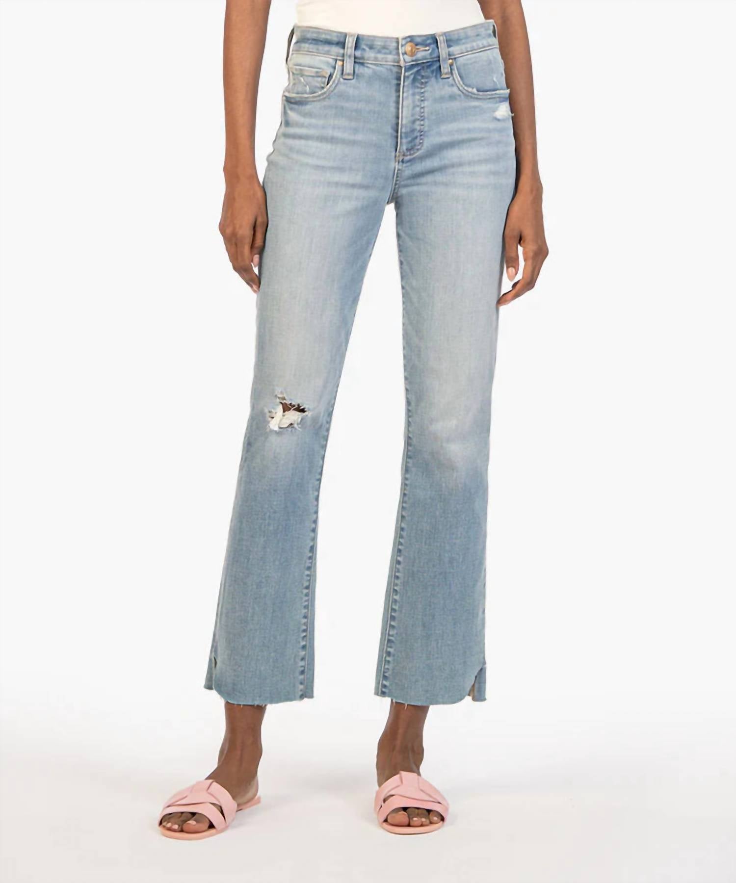 

Джинсы Kelsey High Rise Fab Ab Ankle Flare Jeans в раннем цвете KUT FROM THE KLOTH, цвет early wash