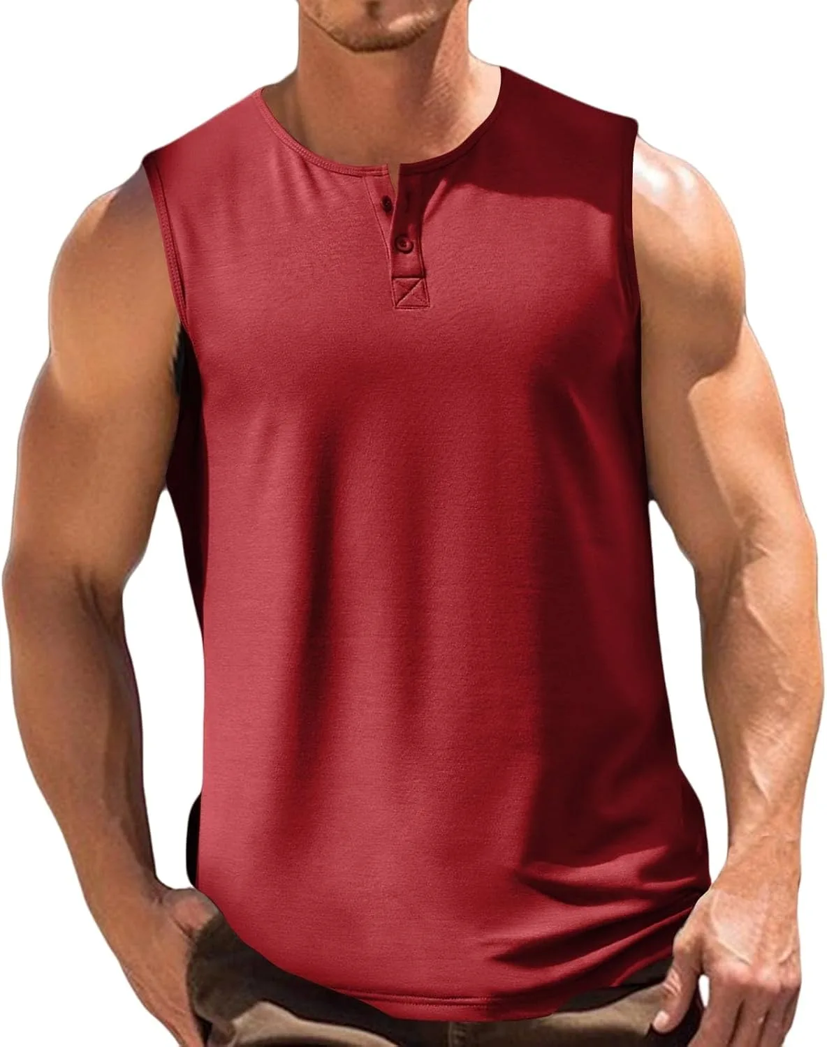 

Мужская майка-хенли для тренировок без рукавов, светлая Thatrich