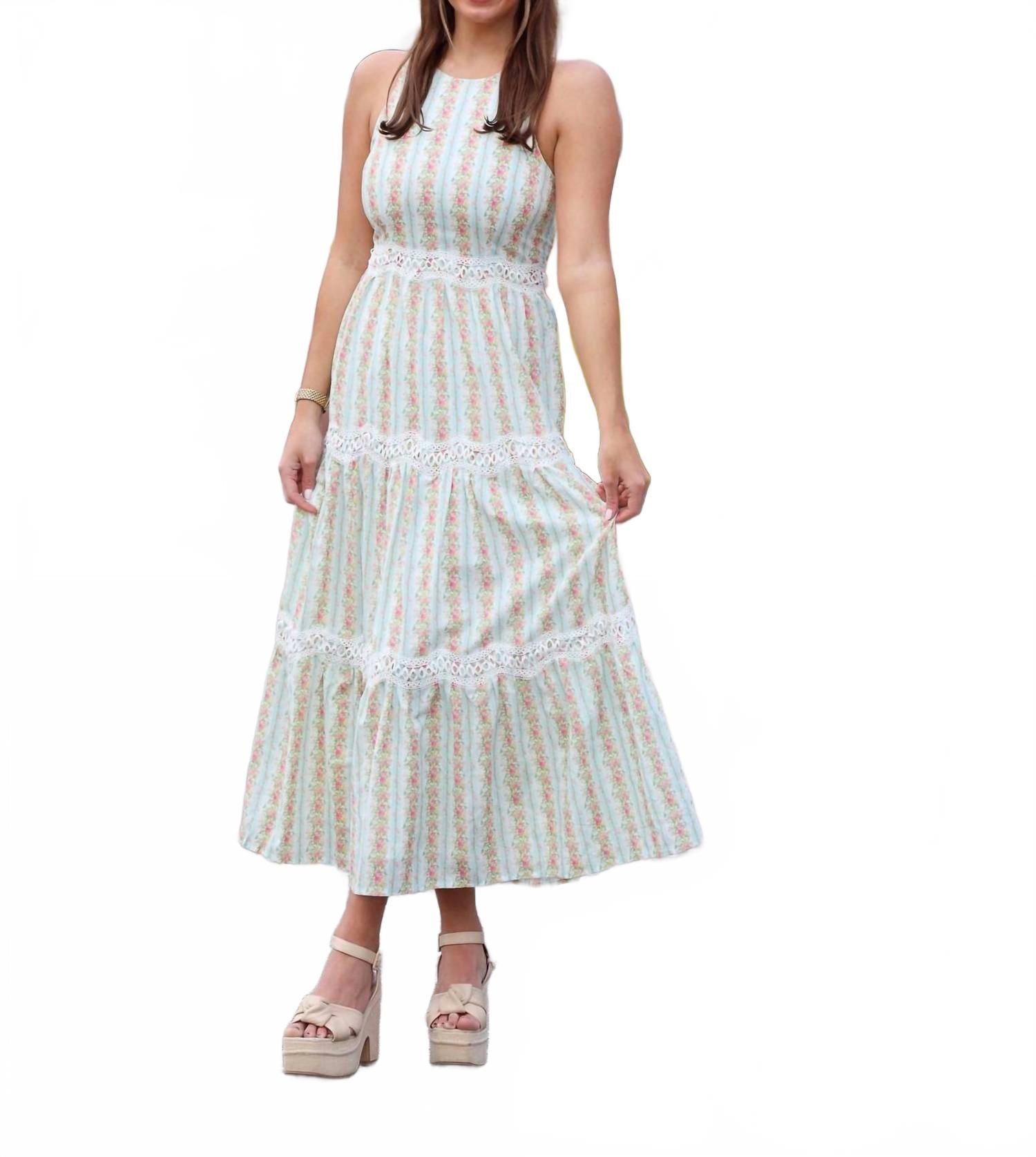 

Садовые ворота Цветочное Миди Платье В Шалфейном TCEC, Sage