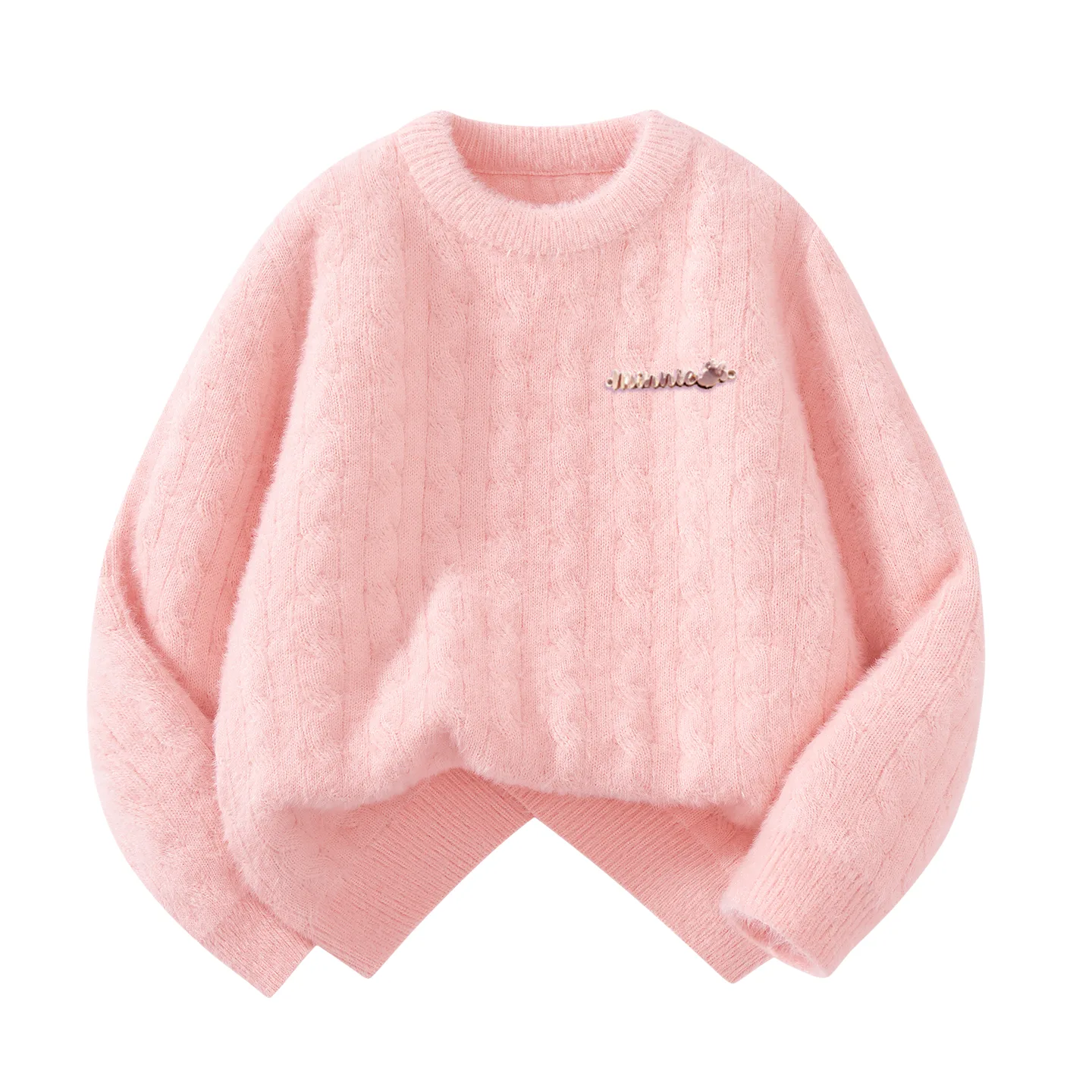 Детский свитер с круглым вырезом утепленный Disney, [Thickened Thermal]Di-Long Metal Label K Red — фото 3