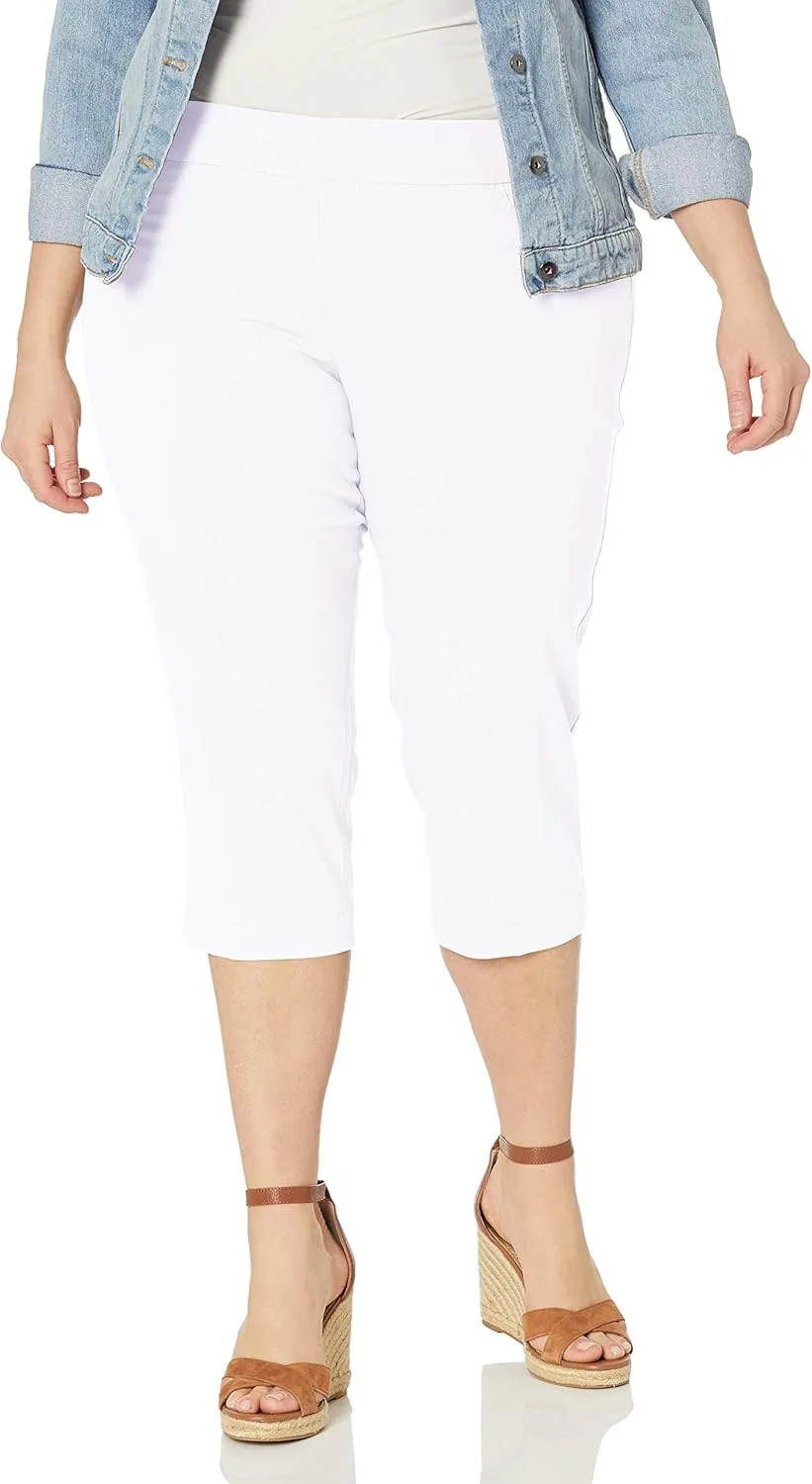 

Slim-Sation женские Plus Size широкий пояс pull-on прямые капри с поддержкой живота
