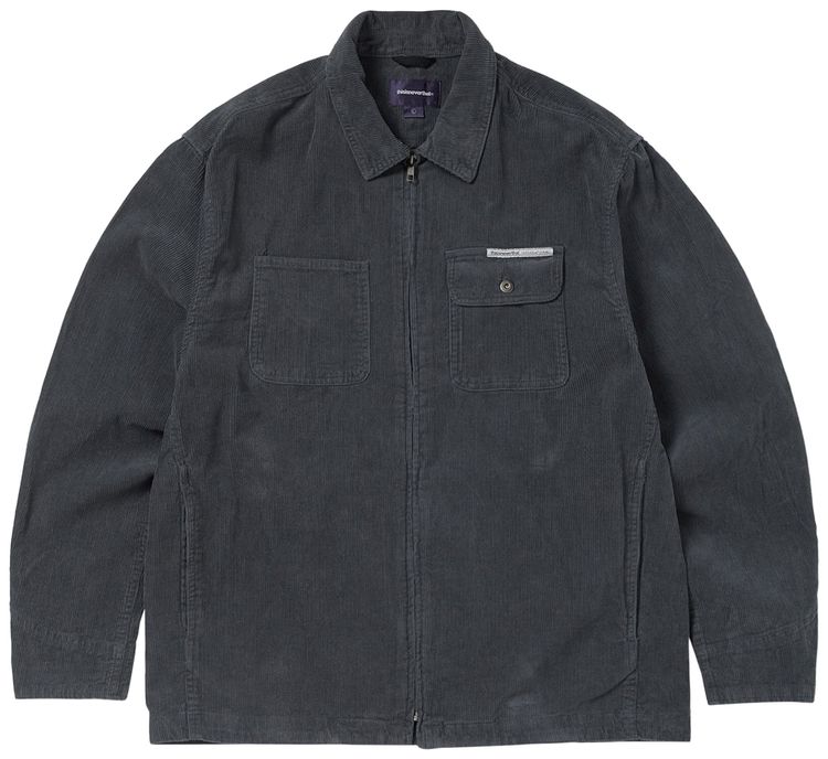 

Куртка thisisneverthat Washed Corduroy Zip Jacket 'Dark Slate', серый